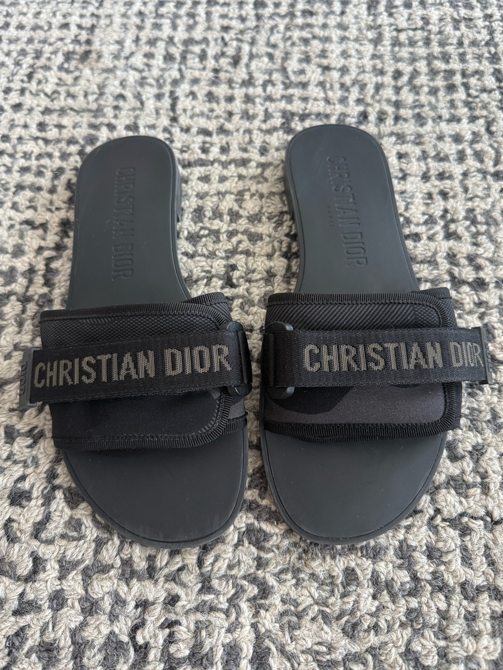 Dior Black Flat Sandals